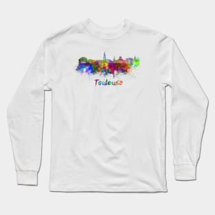 Toulouse skyline in watercolor Long Sleeve T-Shirt